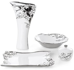 DEKORAČNÝ KERAMICKÝ TANIER KARIN 36X26 CM BIELA