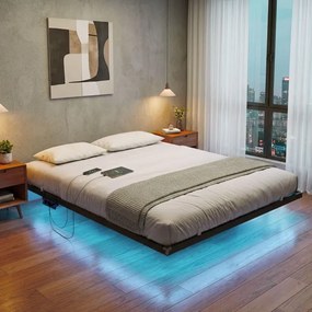 Kovová manželská posteľ s LED podsvietením 160x200 cm RMBB35175B101