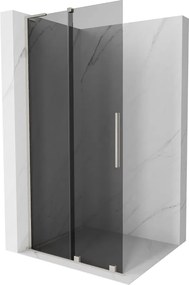 Mexen Velar L, posuvná sprchová zástena Walk-in 120 x 200 cm, 8mm šedé sklo, brúsená oceľ, 871-120-003-43-97