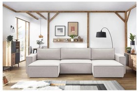 Béžová rohová pohovka do "U" Nihad - Bobochic Paris