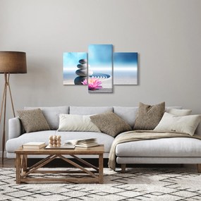 Obraz piesku, ľalie a spa kameňov (90x60 cm)