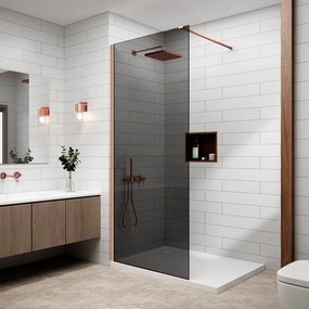 Walk-in Rose Gold sprchová stena, s dymovým sklom 120, 200cm, 8mm