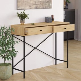 Konzolový stolík s doskou v dubovom dekore v prírodnej farbe 35x110 cm Titan – Marckeric