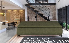 Rozkladacia pohovka na trvalé spanie Sweet, olivovo zelená látka