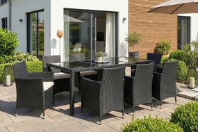 Luxusná záhradná jedálenská zostava Tenerife Čierna pre 8 osôb