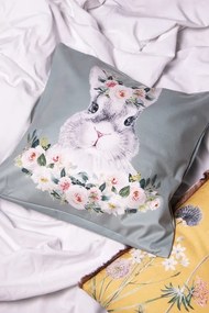 Zelená obliečka na vankúš so zajačikom - 45*45 cm