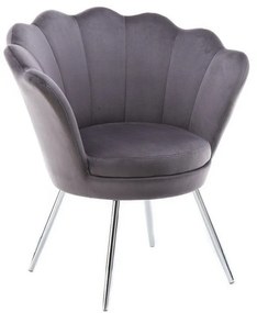 LuxuryForm DESIGN Kreslo FREY VELUR so striebornými nohami - tmavo šedé