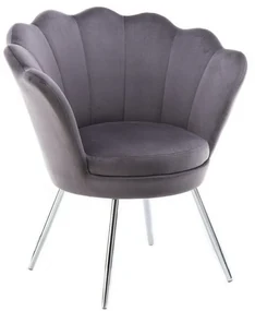 LuxuryForm DESIGN Kreslo FREY VELUR so striebornými nohami - tmavo šedé