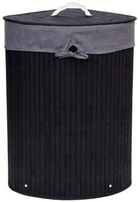 Rohový kôš na bielizeň 60 l bambusový čierny
