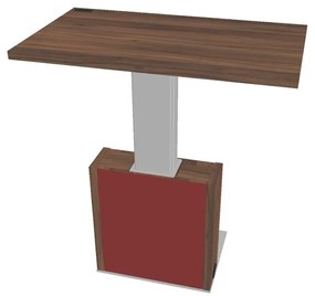 Výškovo nastaviteľný rokovací stôl Verno+ S 120 x 70 cm, orech / červená