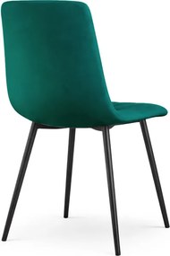 Sada štyroch jedálenských stoličiek LIVO zamatové, fľaškovo zelené / čierne nohy (4 ks)