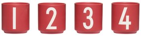 DESIGN LETTERS Porcelánová mini šálka Numbers Fade Rose 100 ml – set 4 ks
