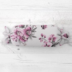 Biante Vankúš valec bonbon Sandra SA-623 Lila orchidey na bielom 15x40 cm