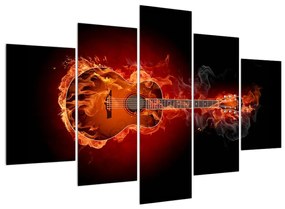 Obraz gitary v ohni (150x105 cm)