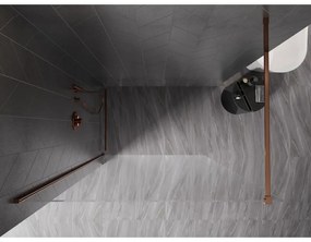 Mexen, Mexen Kioto-X sprchová stena 150 x 200 cm, priehľadná 10 mm, ružové zlato - 800-150-101-60-00-X