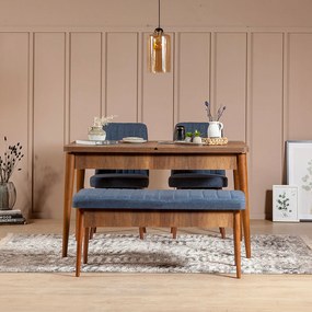 Jedálenský set Vlasta 1 (orech + tmavomodrá) (pre 4 osoby). Akcia -19%. Vlastná spoľahlivá doprava až k Vám domov. 1072190