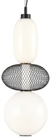 Závesné svietidlo Arame, 2x biele sklenené/1x čierne drôtené tienidlo, b
