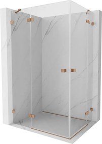 Mexen Lunar Duo, výklopný sprchový kút 100 x 90 cm, 8mm číre sklo, profil medená matná, 834-100L-090P-65-00