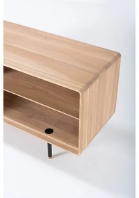 TV stolík z dubového dreva v čierno-prírodnej farbe 150x64 cm Fina – Gazzda