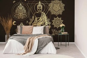 Samolepiaca tapeta zlatý meditujúci Budha - 150x100