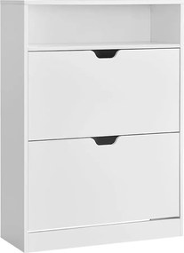 Botník s 2 výklopnými dvierkami, 3-úrovňový, 24 x 80 x 102 cm, biely