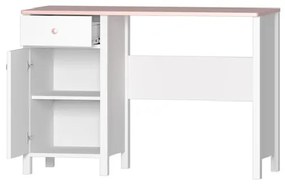 Písací stôl s nadstavcom LEGUAN - biely / ružový