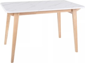 Jedálenský stôl Marcus 120 cm z masívu biely mramor/dub prírodný