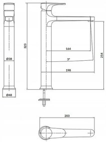 Cersanit Inverto - vysoká umývadlová batéria, čierna-zlatá, S951-303