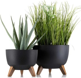 PLASTOVÝ KVETINÁČ ROSA LINEA ECO SADA 2KS 15X24,3 CM+18,3X29,2 CM ČIERNA