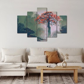 Obraz osamoteného červeného stromu (150x105 cm)