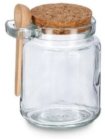 Sklenená dóza s korkovým uzáverom a lyžičkou, 240ml CUKŘENKA
