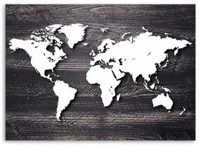 Gario Obraz na plátne Mapa sveta na sivom dreve Rozmery: 100 x 70 cm