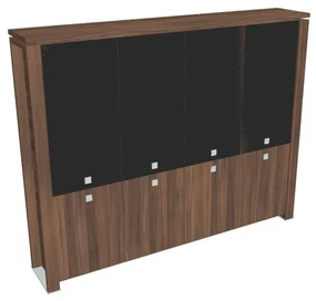 Vysoká skriňa Verno+ 260 x 46 x 210 cm, kombinované dvere, orech / čierna