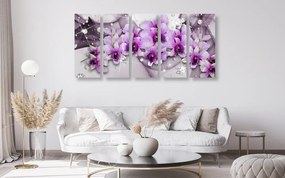 5-dielny obraz fialové kvety na abstraktnom pozadí - 200x100