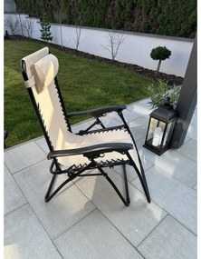 Záhradné a plážové relaxačné kreslo s podnožkou Regina, béžová