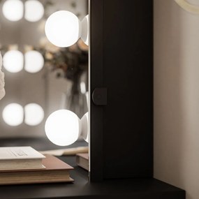 TOALETNÝ STOLÍK KATHLEEN SHINE ČIERNY LESK + ČIERNE NOHY + ZRKADLO