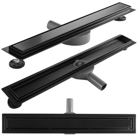 Rea Neox Pro, sprchový odtokový žľab 60cm s rotačným sifónom, čierna matná, REA-G7801