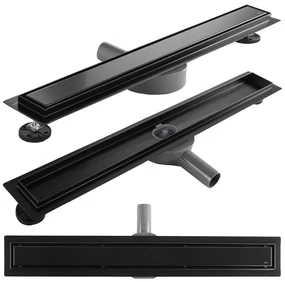 Rea Neox Pro, sprchový odtokový žľab 60cm s rotačným sifónom, čierna matná, REA-G7801