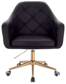 LuxuryForm DESIGN Kreslo ANDORA na zlaté podstave s kolieskami - čierne