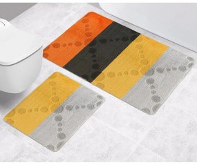 Bellatex Sada kúpeľňových predložiek bez výkroja Bany Lúče oranžová, 60 x 100 cm, 60 x 50 cm