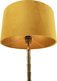 Stolná lampa v štýle Art Deco s plyšovým tienidlom žltá 35 cm - Pisos