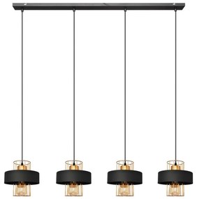 Luster na lanku VOLTA 4xE27/15W/230V čierna/zlatá