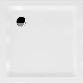 Mexen SLIM - Štvorcová sprchová vanička 70x70x5cm + chrómový sifón, chrómový biela, 40107070