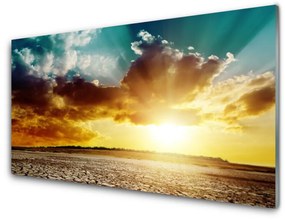 Obraz na skle Slnko púšť krajina 125x50 cm