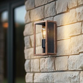 Priemyselné nástenné svietidlo s potlačou dreva 26 cm IP44 - Charlois