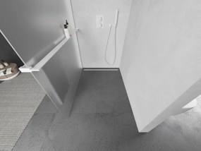 Mexen Kioto+ L, sprchová zástena Walk-In s poličkou a vešiakom 70 x 200 cm, 8mm sklo námraza, biely profil, 800-070-123-20-30