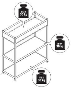 Kovová konzola »CN3 Slim Line« s poličkou, biela