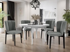 Rozkladací stôl Julia FI 120 so 4 stoličkami ST106 08, Farby: čierny, Farby:: biely lesk, Potah: Magic Velvet 2250