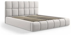 Svetlosivá zamatová čalúnená dvojlôžková posteľ s úložným priestorom s roštom 180x200 cm Bellis – Micadoni