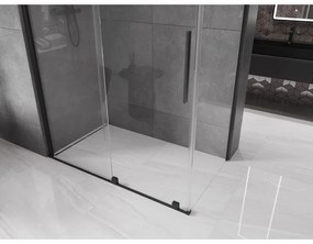Mexen Velar, sprchový kút s posuvnými dverami 160(dvere) x 70(stena) cm, 8mm číre sklo, čierna matná, 871-160-070-01-70
